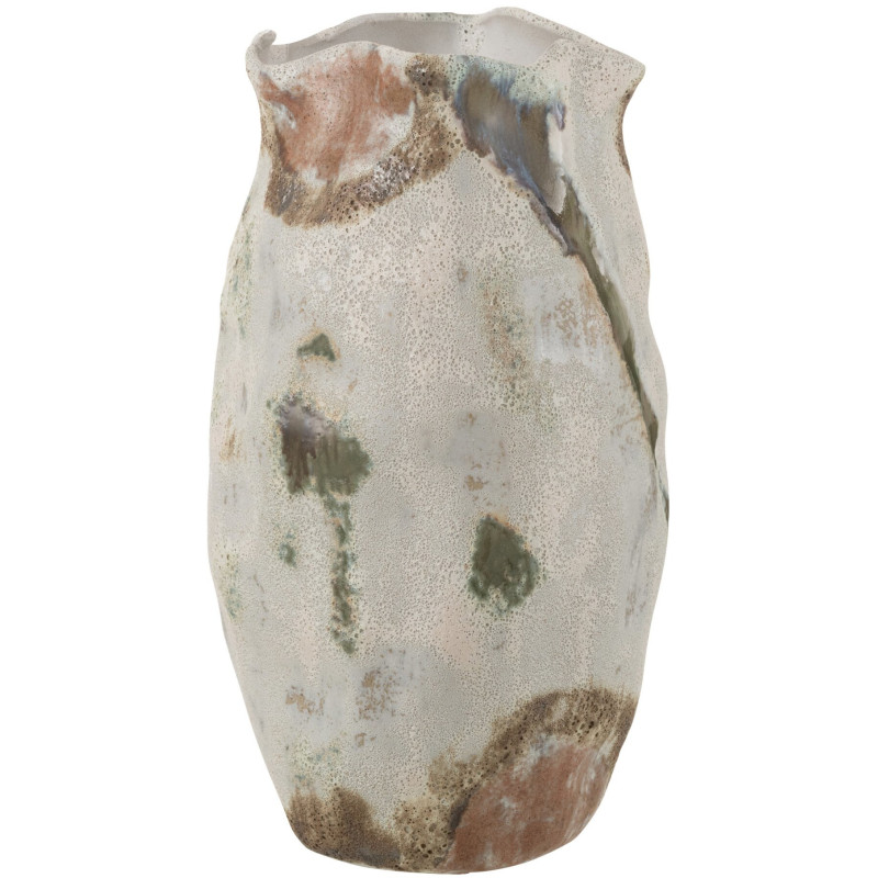 Grand vase wabi-sabi en argile émaillée beige 26,5x25,5x46 cm Vronk J-Line - 1