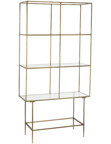 Étagère Art déco en métal doré et verre 100x40x200 cm Jofek J-Line - 1