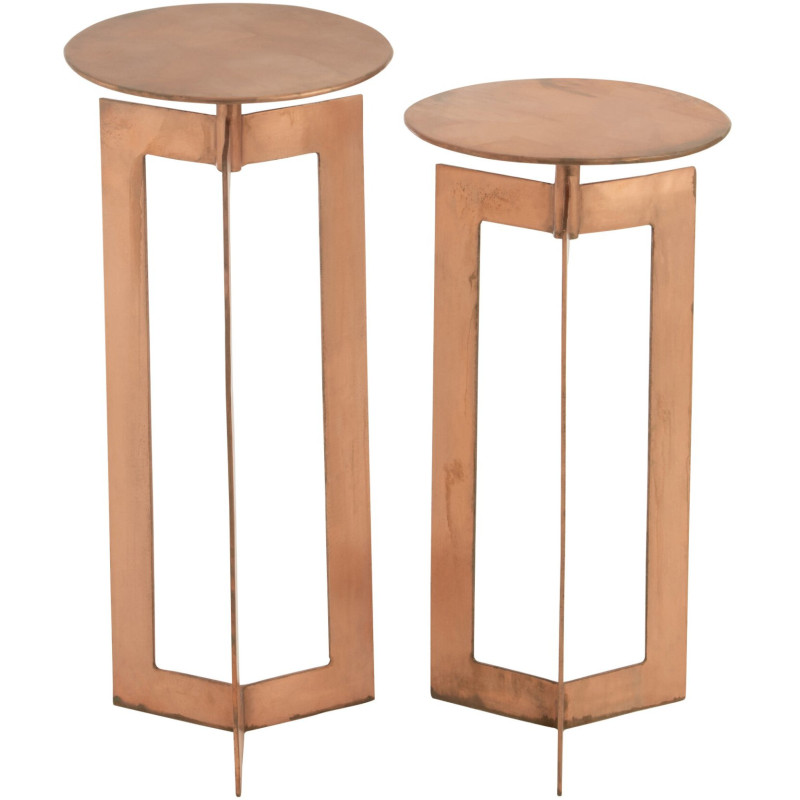 Lot de 2 tables d’appoint métal cuivre 30x30x62/71 cm Dozun J-Line - 4
