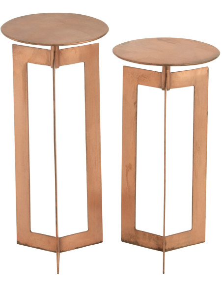 Lot de 2 tables d’appoint métal cuivre 30x30x62/71 cm Dozun J-Line - 4