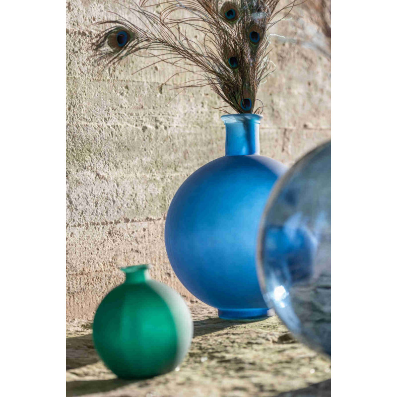 Vase boule en verre vert foncé mat 16x16x17 cm Slijm J-Line - 2