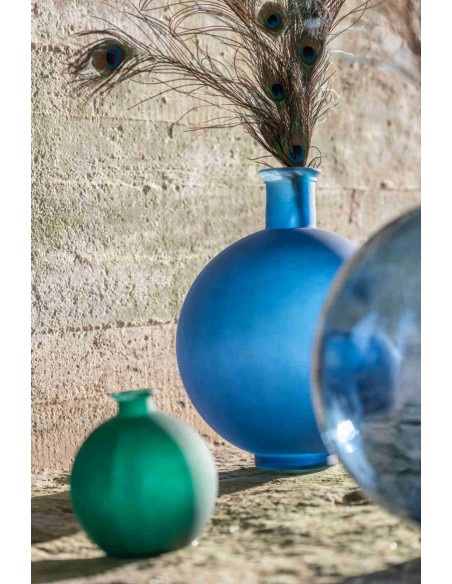 Vase boule en verre vert foncé mat 16x16x17 cm Slijm J-Line - 2