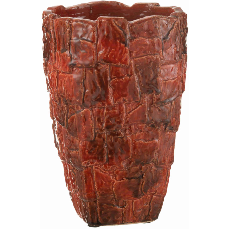 Grand vase rouge terracotta en argile peinte 25x25x36,5 cm Skoft J-Line - 1