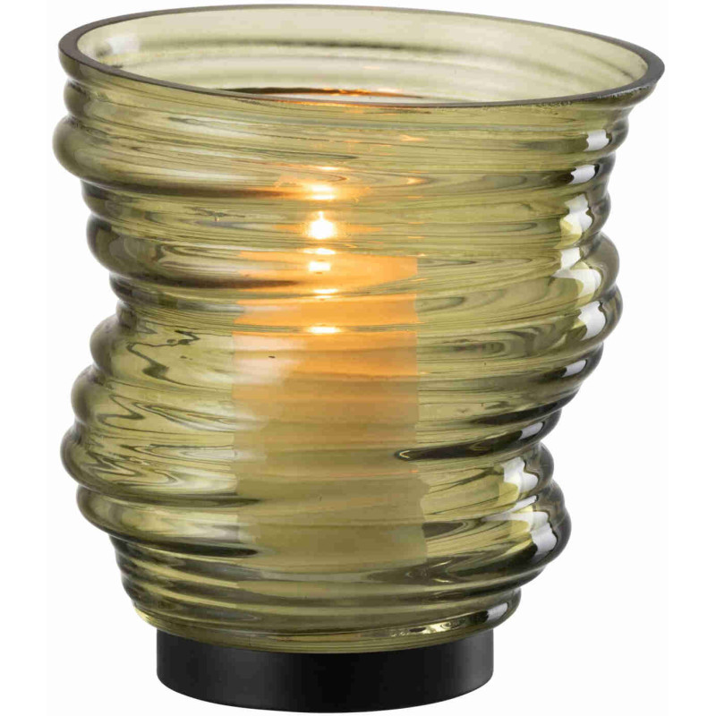 Photophore en verre vert olive torsadé 16x16x17 cm Garik J-Line - 2