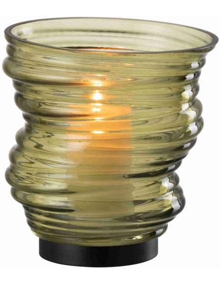 Photophore en verre vert olive torsadé 16x16x17 cm Garik J-Line - 2