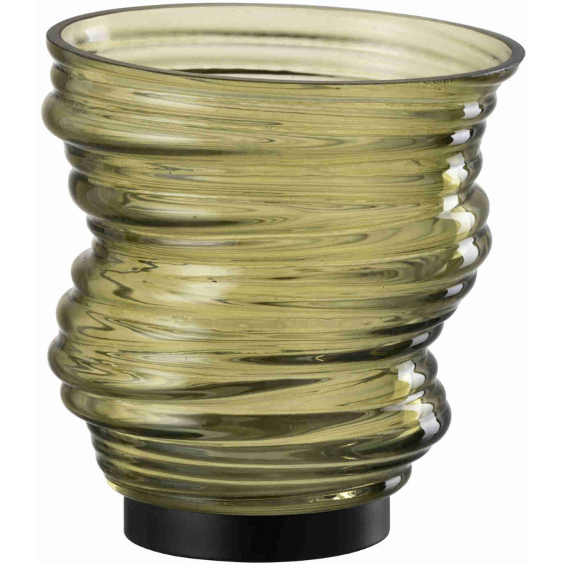 Photophore en verre vert olive torsadé 16x16x17 cm Garik J-Line - 1