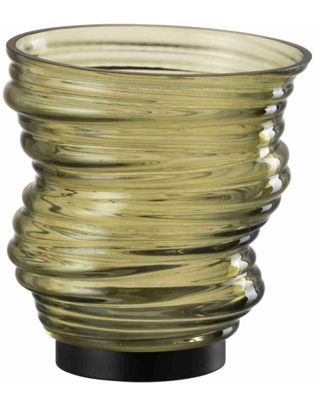 Photophore en verre vert olive torsadé 16x16x17 cm Garik J-Line - 1