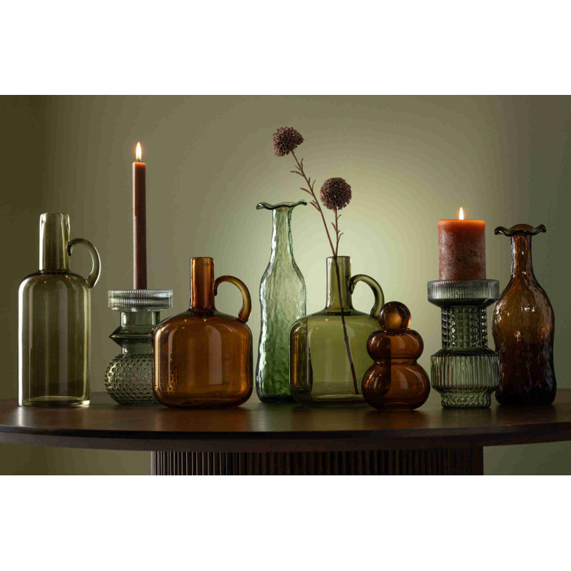 Vase soliflore en verre vert sauge 9,5x9,5x33 cm Bivok J-Line - 3