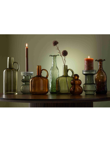 Vase soliflore en verre vert sauge 9,5x9,5x33 cm Bivok J-Line - 3
