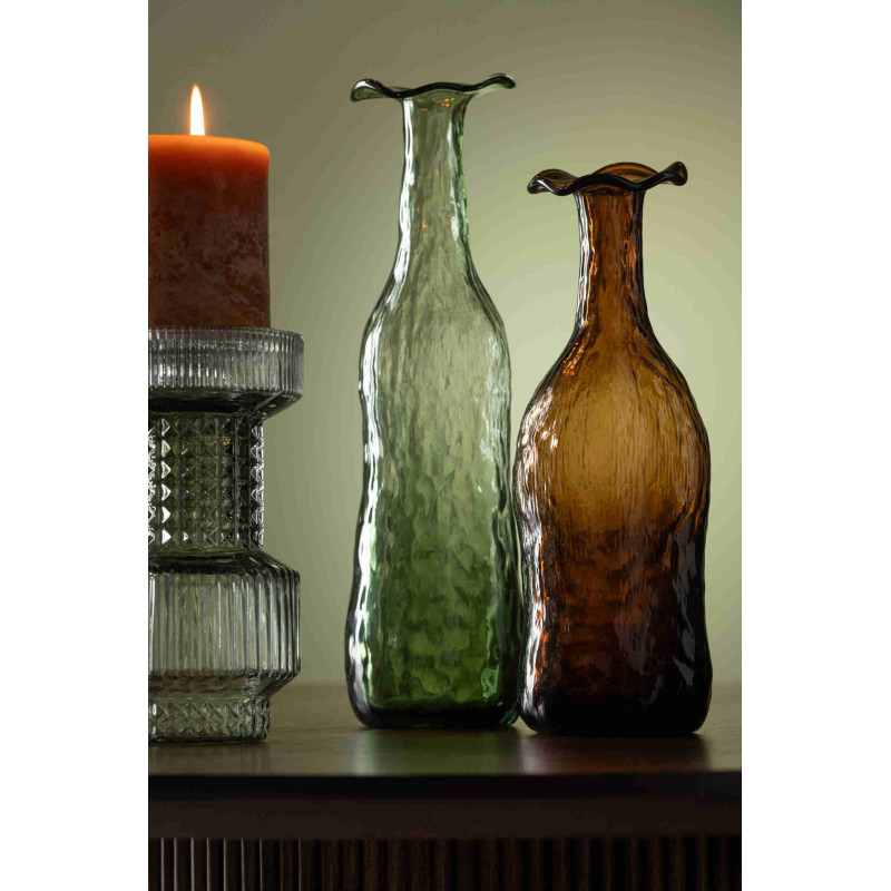 Vase soliflore en verre vert sauge 9,5x9,5x33 cm Bivok J-Line - 4