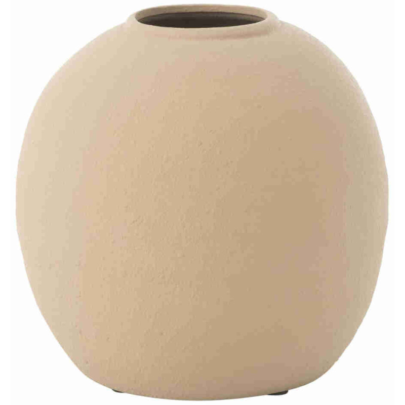 Vase rond argile peinte beige 29,5x29,5x28 cm Zwisk J-Line - 1