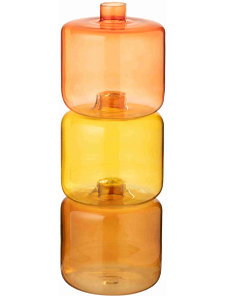 Trio de vases empilables en verre orange et ambre 12x12x33 cm Skism J-Line - 1
