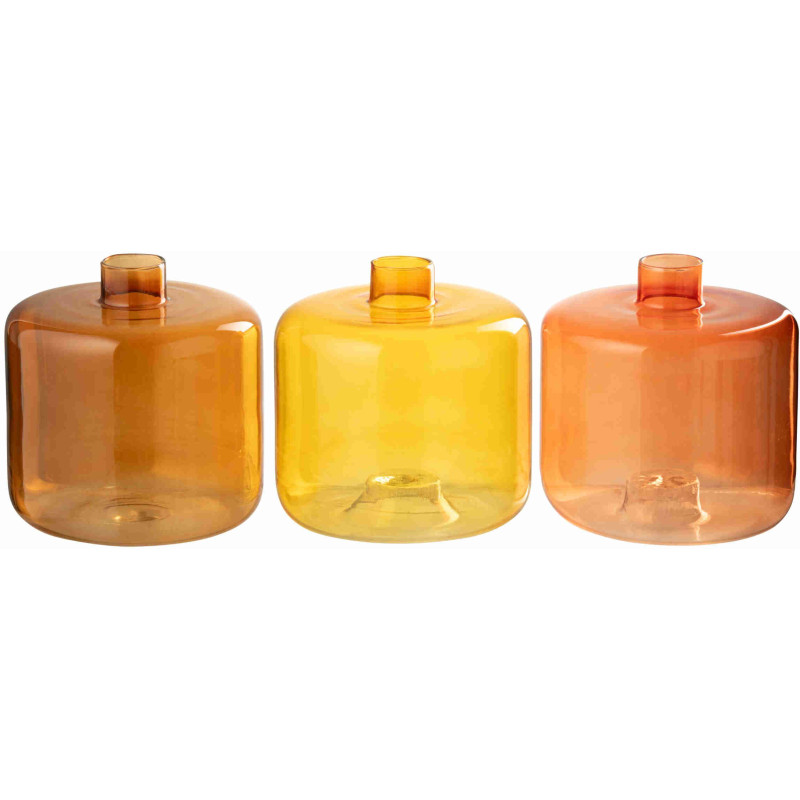 Trio de vases empilables en verre orange et ambre 12x12x33 cm Skism J-Line - 2