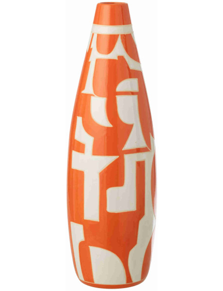 Grand vase géométrique en porcelaine orange écru 16,5x16,5x53 cm Snoik J-Line - 2