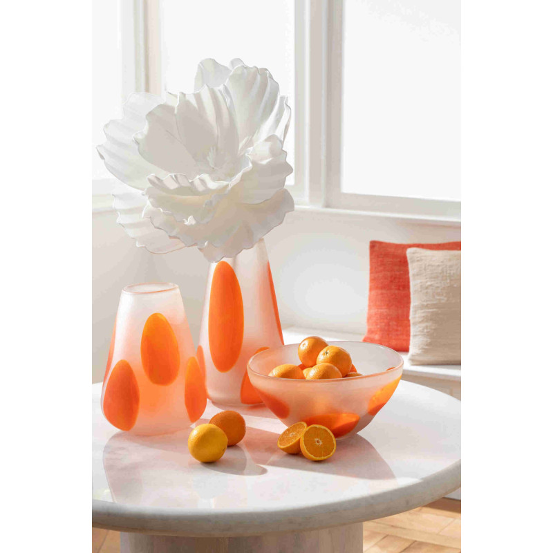 Grand vase en verre orange transparent à pois 21x21x36 cm Slism J-Line - 2