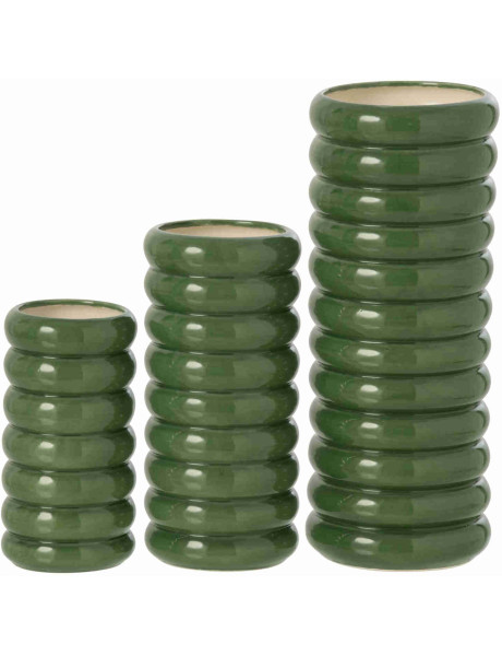 Lot de 3 vases en porcelaine verte brillante 18 à 33 cm Kawer J-Line - 1