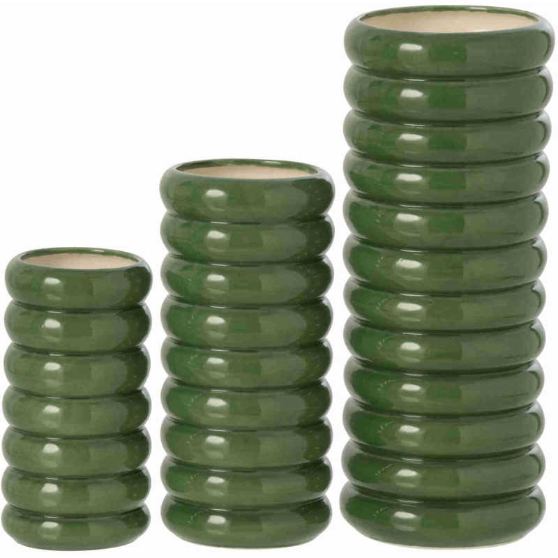 Lot de 3 vases en porcelaine verte brillante 18 à 33 cm Kawer J-Line - 1