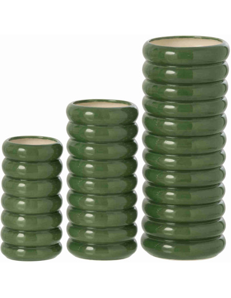 Lot de 3 vases en porcelaine verte brillante 18 à 33 cm Kawer J-Line - 1