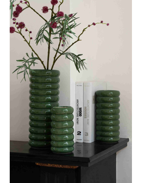 Lot de 3 vases en porcelaine verte brillante 18 à 33 cm Kawer J-Line - 2