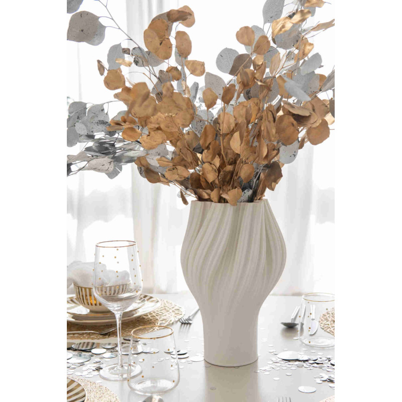 Vase porcelaine blanche ondulé 19,5x19,5x30 cm Koerm J-Line - 2