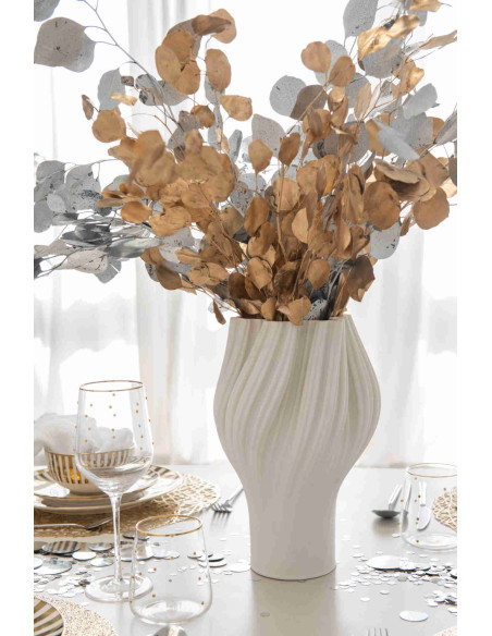 Vase porcelaine blanche ondulé 19,5x19,5x30 cm Koerm J-Line - 2