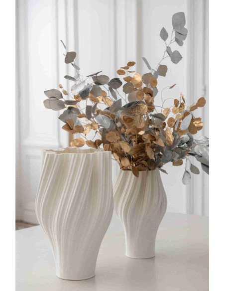 Vase porcelaine blanche ondulé 19,5x19,5x30 cm Koerm J-Line - 3
