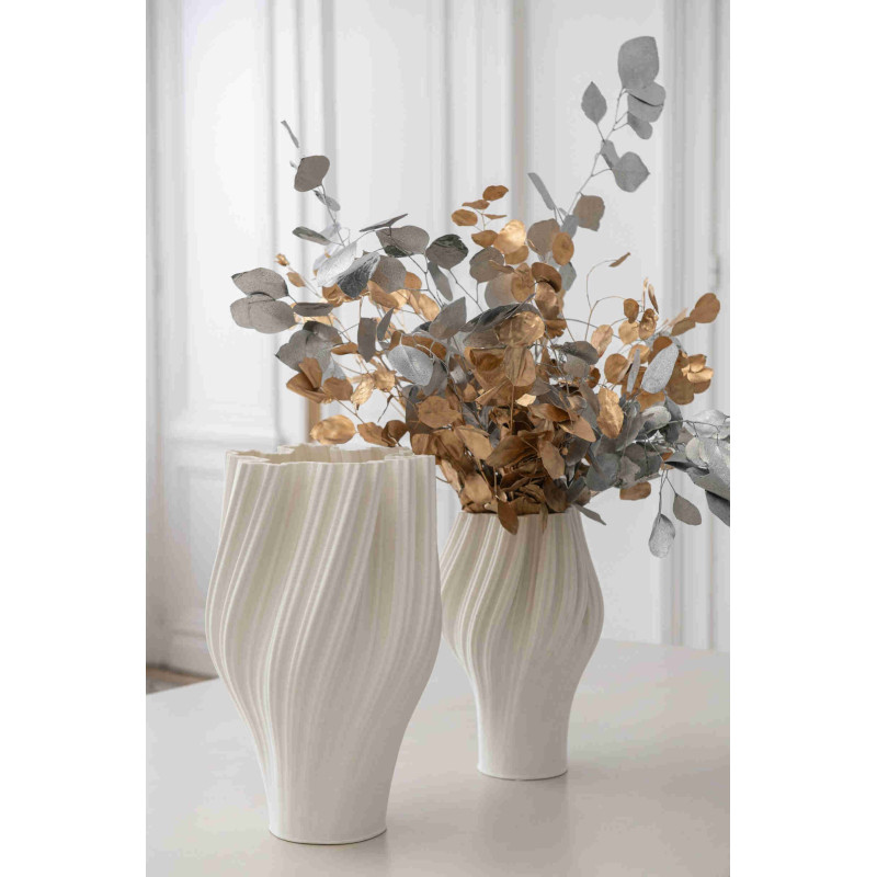Vase porcelaine blanche ondulé 25,5x23x38 cm Koerm J-Line - 2