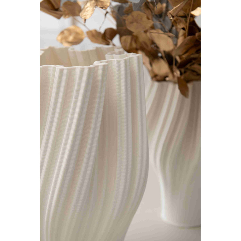 Vase porcelaine blanche ondulé 25,5x23x38 cm Koerm J-Line - 4