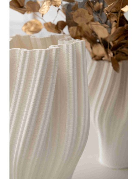 Vase porcelaine blanche ondulé 25,5x23x38 cm Koerm J-Line - 4