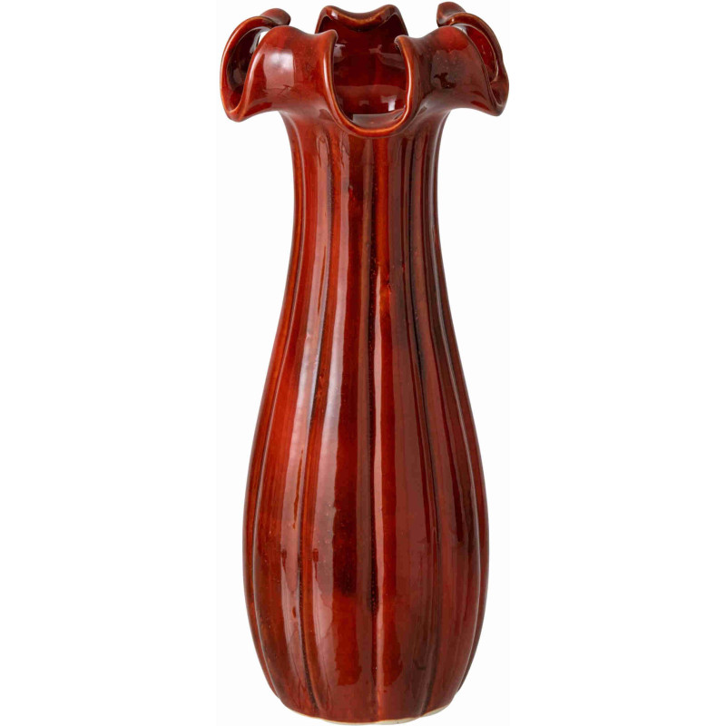 Vase corolle rouge en argile émaillée 18x18x46,5 cm Bleer J-Line - 1