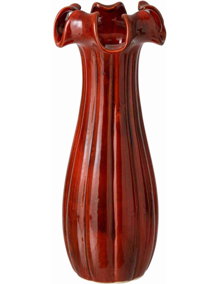 Vase corolle rouge en argile émaillée 18x18x46,5 cm Bleer J-Line - 1