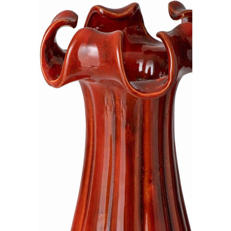 Vase corolle rouge en argile émaillée 18x18x46,5 cm Bleer J-Line - 3