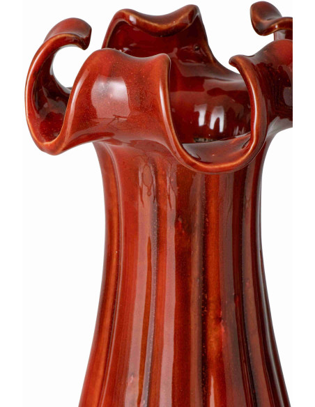 Vase corolle rouge en argile émaillée 18x18x46,5 cm Bleer J-Line - 3