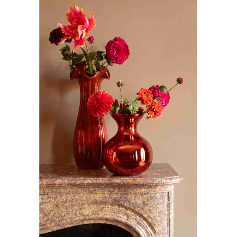 Vase corolle rouge en argile émaillée 18x18x46,5 cm Bleer J-Line - 2