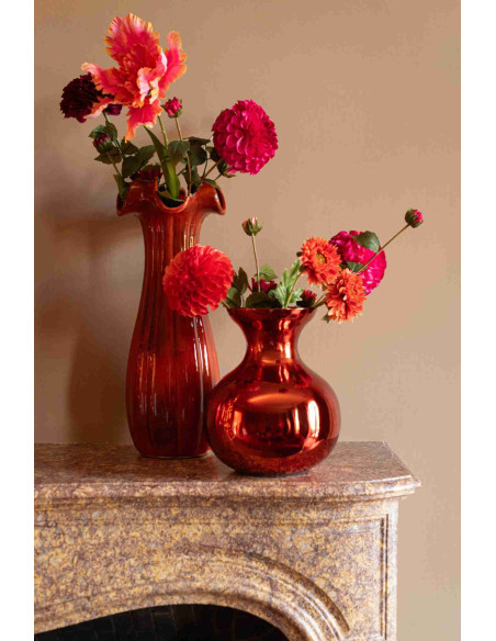 Vase corolle rouge en argile émaillée 18x18x46,5 cm Bleer J-Line - 2