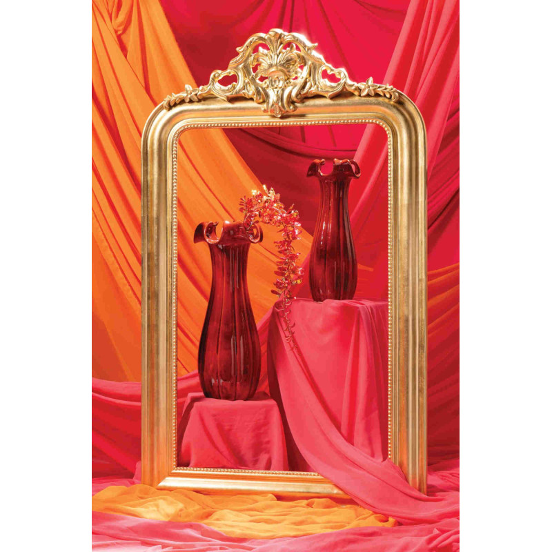 Vase corolle rouge en argile émaillée 18x18x46,5 cm Bleer J-Line - 4