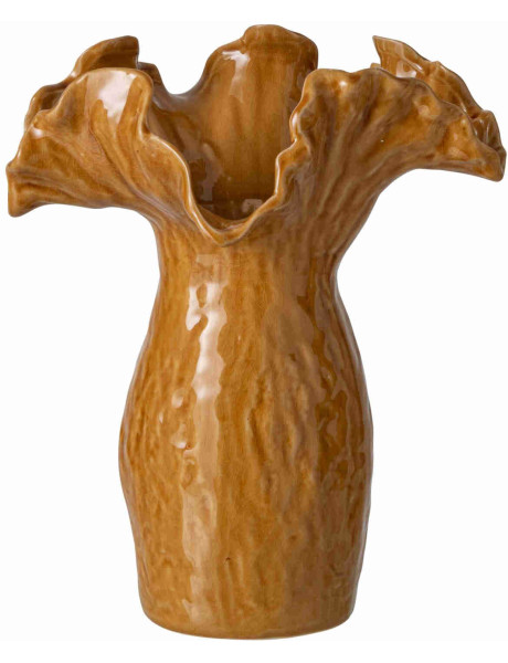 Vase corolle jaune moutarde argile émaillée 26x21x30 cm Moenk J-Line - 1
