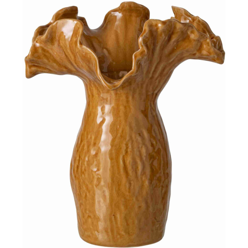 Vase corolle jaune moutarde argile émaillée 26x21x30 cm Moenk J-Line - 1