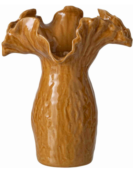 Vase corolle jaune moutarde argile émaillée 26x21x30 cm Moenk J-Line - 1