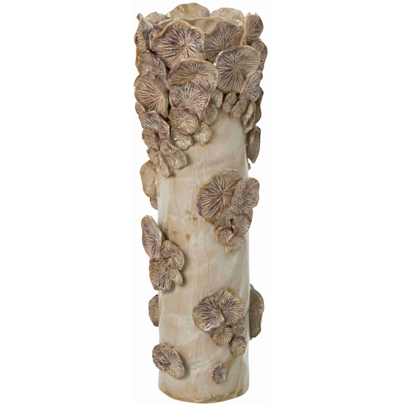 Vase champignon en grès beige 15,5x15,5x46,5 cm Zwouk J-Line - 1