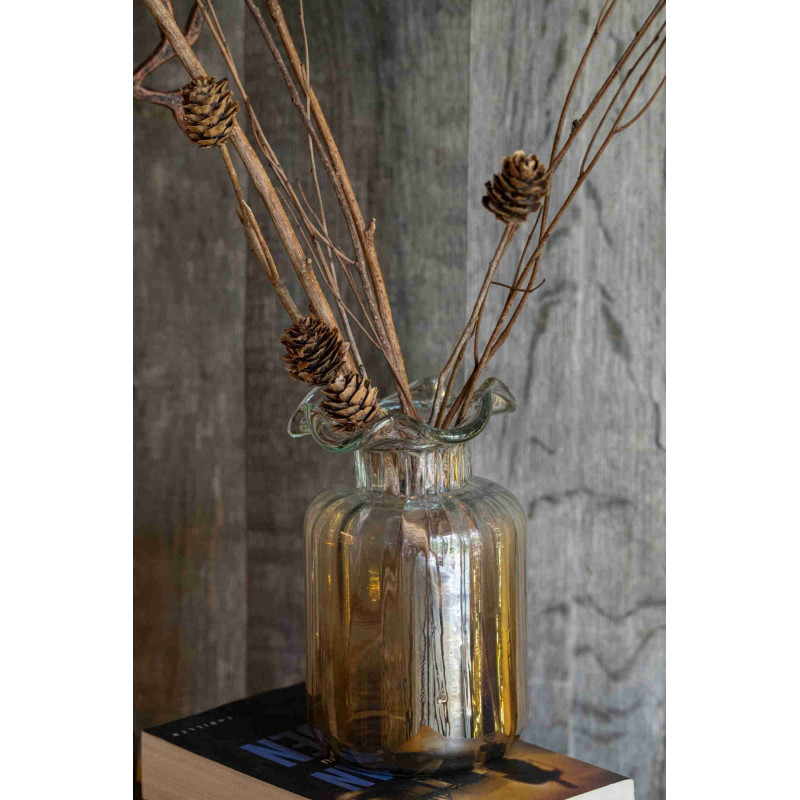 Lot de 2 petits vases verre fumé brun 16 cm Skruv J-Line - 3