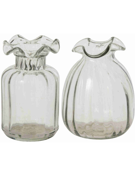 Lot de 2 petits vases verre transparent 16 cm Skruv J-Line - 1