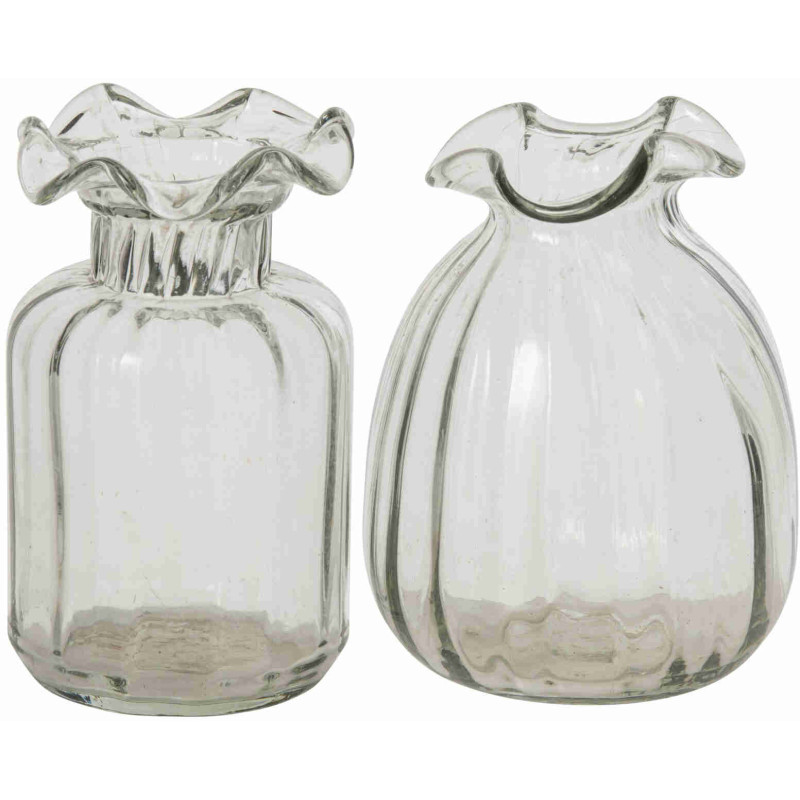 Lot de 2 petits vases verre transparent 16 cm Skruv J-Line - 1