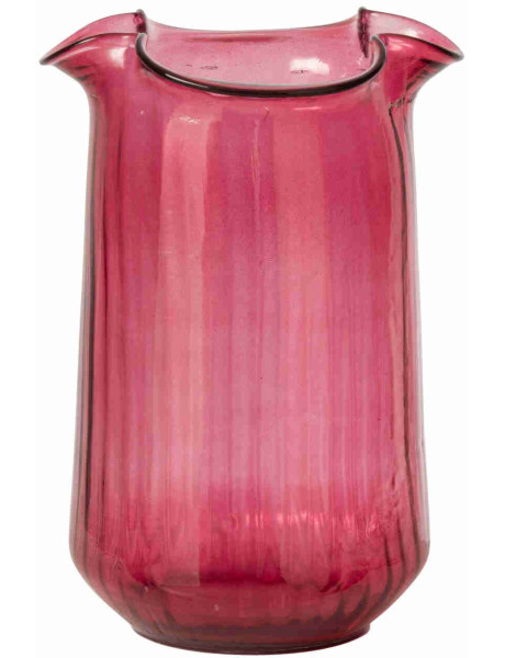 Photophore verre rose fuchsia cannelé 34 cm Zwalk J-Line - 1