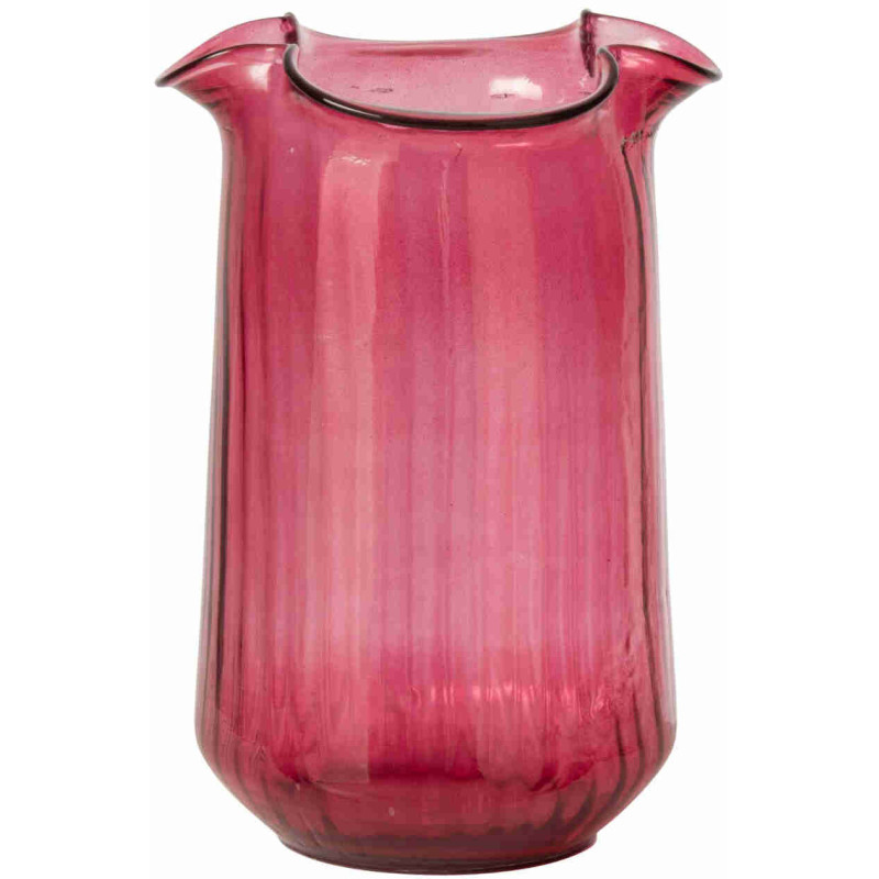 Photophore verre rose fuchsia cannelé 34 cm Zwalk J-Line - 1
