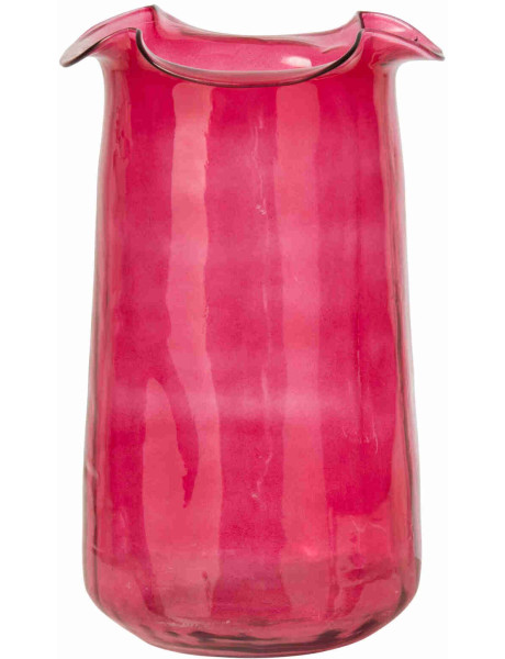 Grand vase en verre fuchsia cannelé 25x25x45 cm Zwalk J-Line - 1
