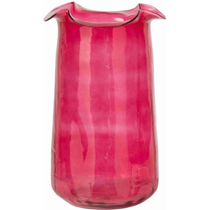 Grand vase en verre fuchsia cannelé 25x25x45 cm Zwalk J-Line - 1