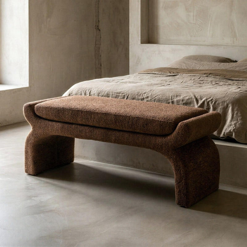 Banquette bout de lit tapissée marron 115 cm Nolima Ixia - 2