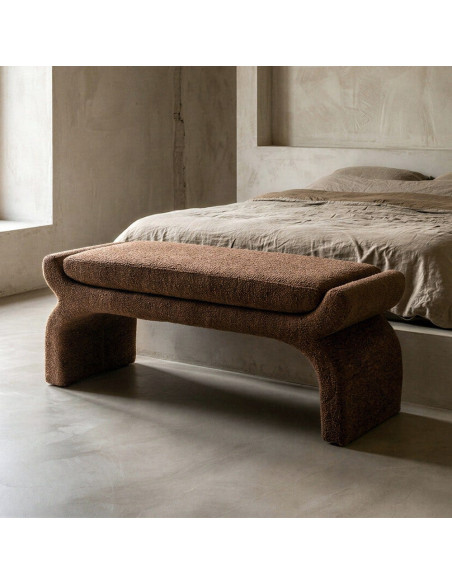 Banquette bout de lit tapissée marron 115 cm Nolima Ixia - 2