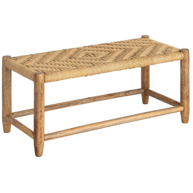 Banc manguier naturel assise tressée 92x42x41 cm Gimea Ixia - 1